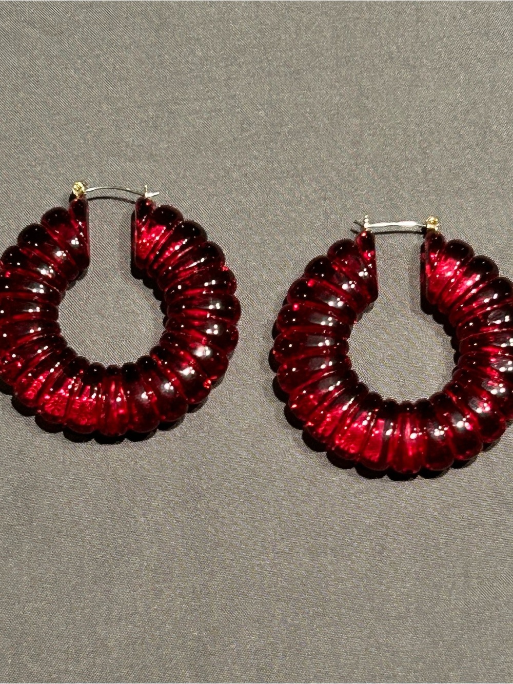 2” Plum Acrylic Textured Hoop Earrings